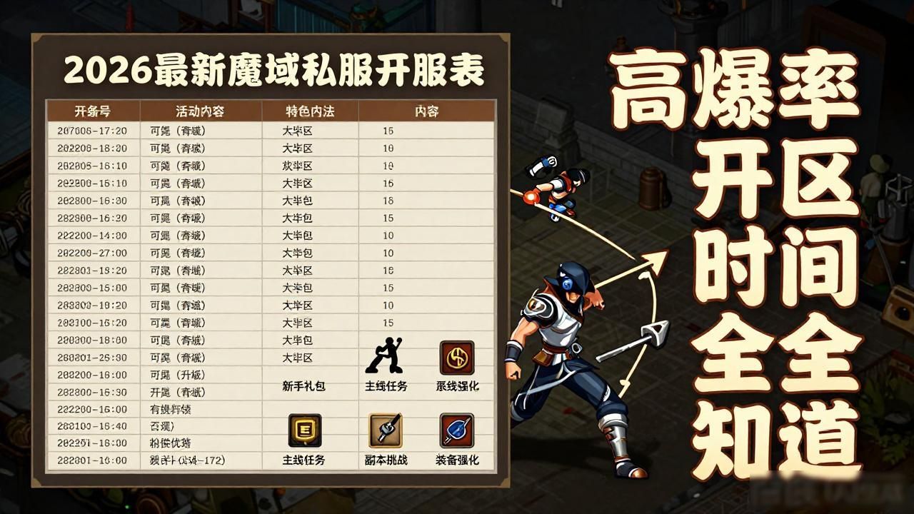 2026最新魔域私服开服表 高爆率开区时间全知道